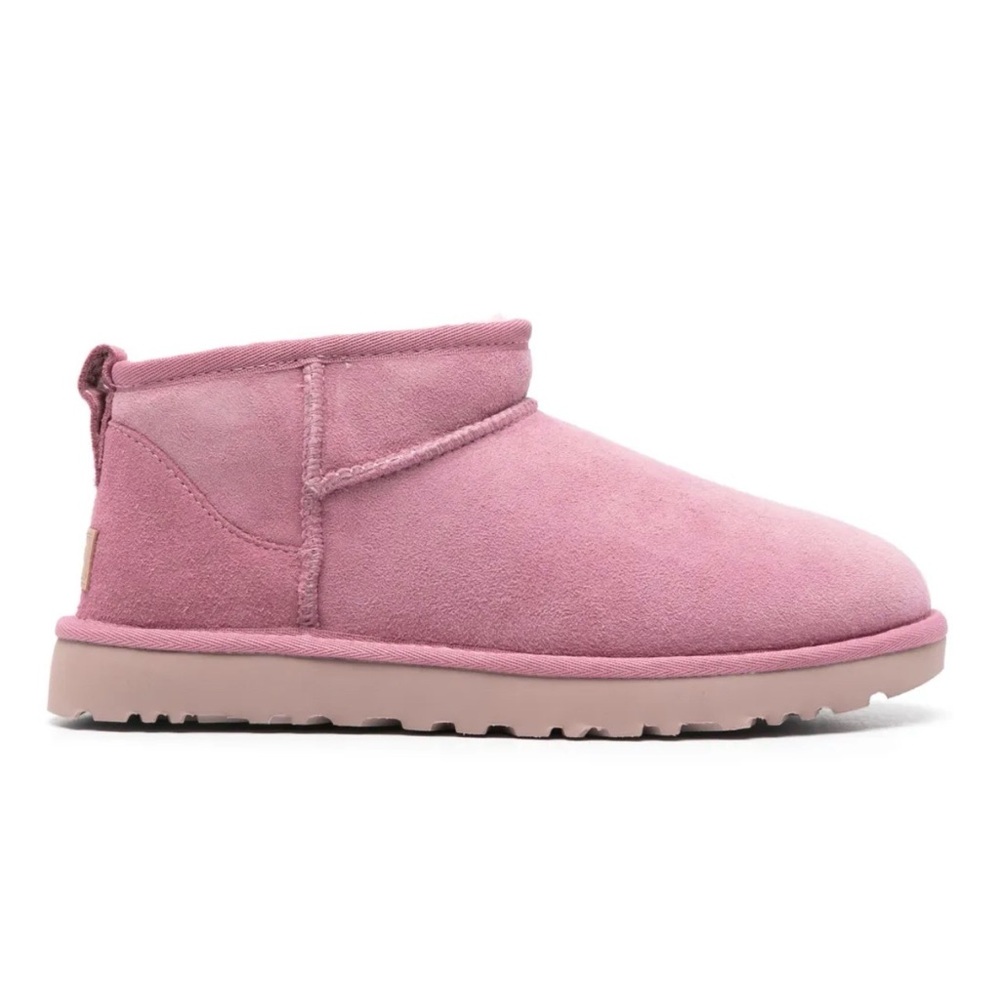 UGG Classic Ultra Mini Boots Pink Suede Shearling Size 9